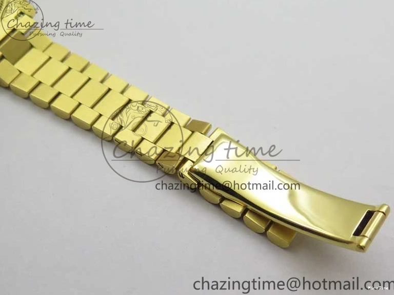 MiroTime 0408 Versatile Daydate 278288 31mm YG EWF Best Edition Green Malachite Dial Crystal Markers on YG President Bracelet ETA 2606